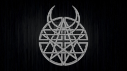 Disturbed骚动乐队牛角图案logo桌面背景